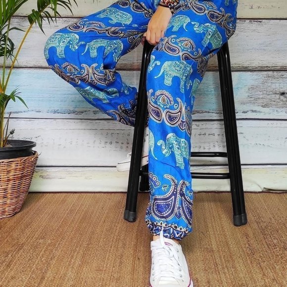 Blue elephant harem pants - Picture 3 of 4